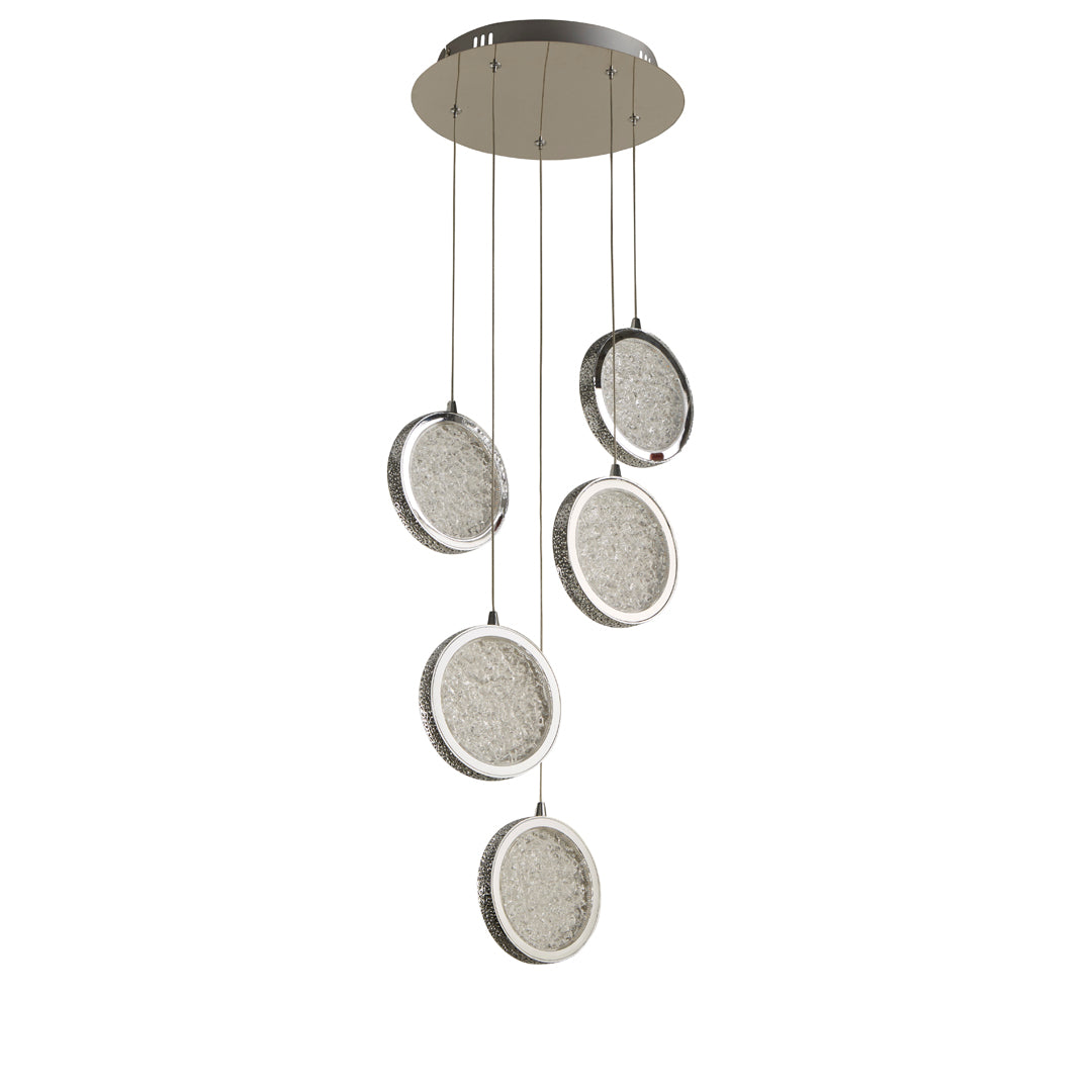 Lavina 5 Light Chrome & Acrylic LED Multidrop Pendant Light
