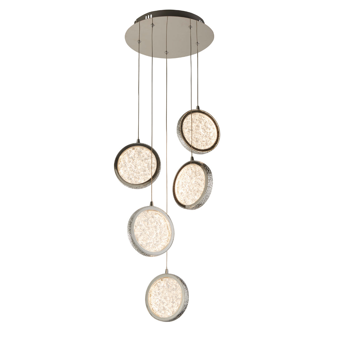 Lavina 5 Light Chrome & Acrylic LED Multidrop Pendant Light