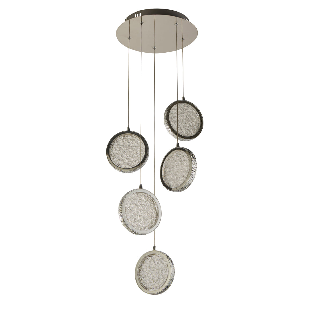 Lavina 5 Light Chrome & Acrylic LED Multidrop Pendant Light