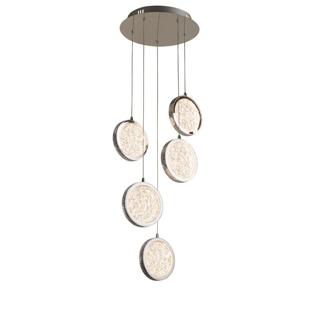 Lavina 5 Light Chrome & Acrylic LED Multidrop Pendant Light