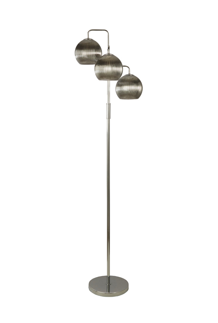 Hamblin 3 Light Chrome and Smoked Glass Floor Lamp