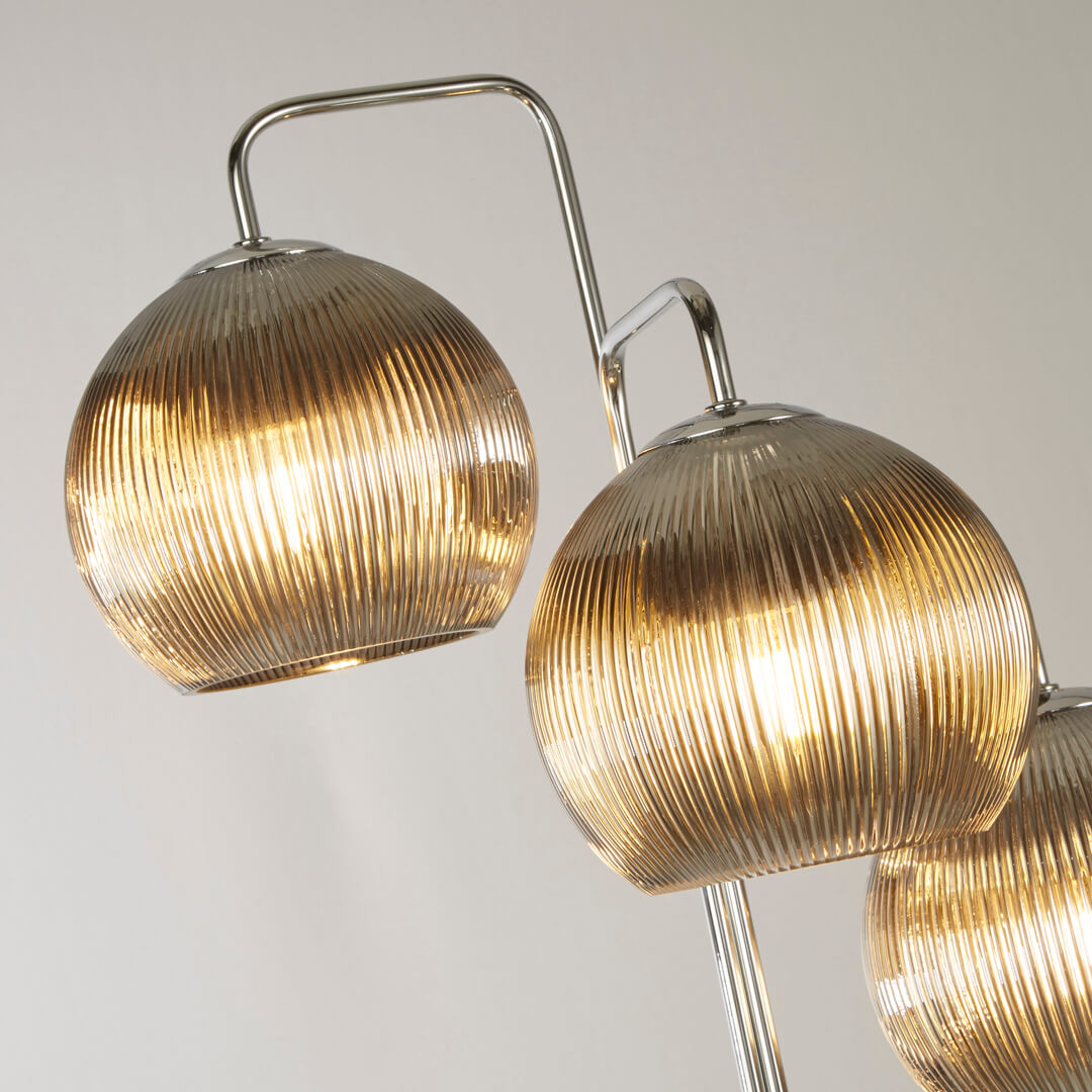 Hamblin 3 Light Chrome and Smoked Glass Floor Lamp