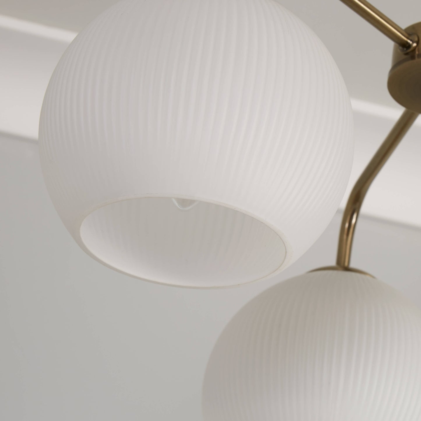 Hamblin 3 Light Antique Brass and Opal Glass Semi-Flush Ceiling Light