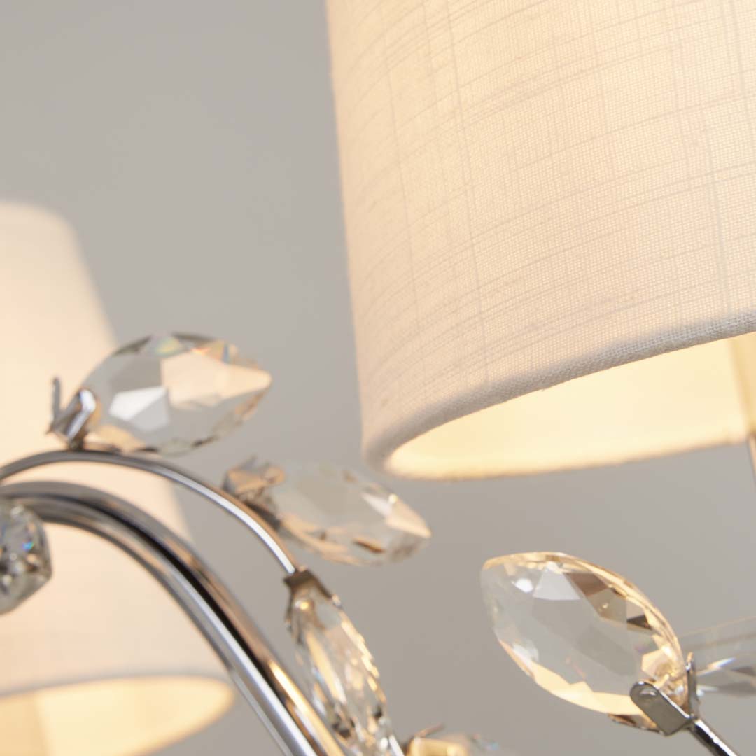 Rosie 3 Light Chrome & Clear Glass Trim Shaded Chandelier