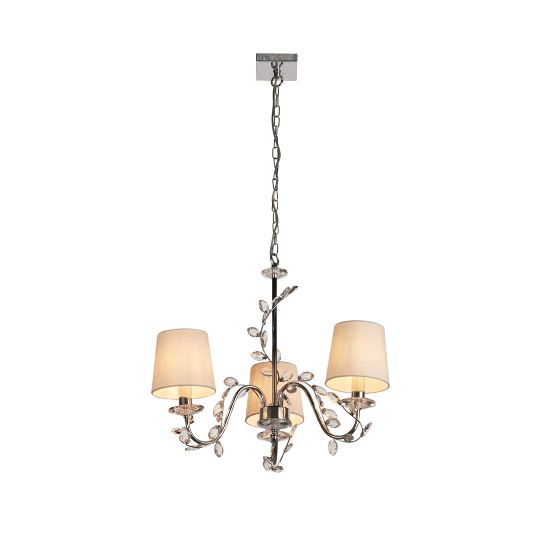 Rosie 3 Light Chrome & Clear Glass Trim Shaded Chandelier