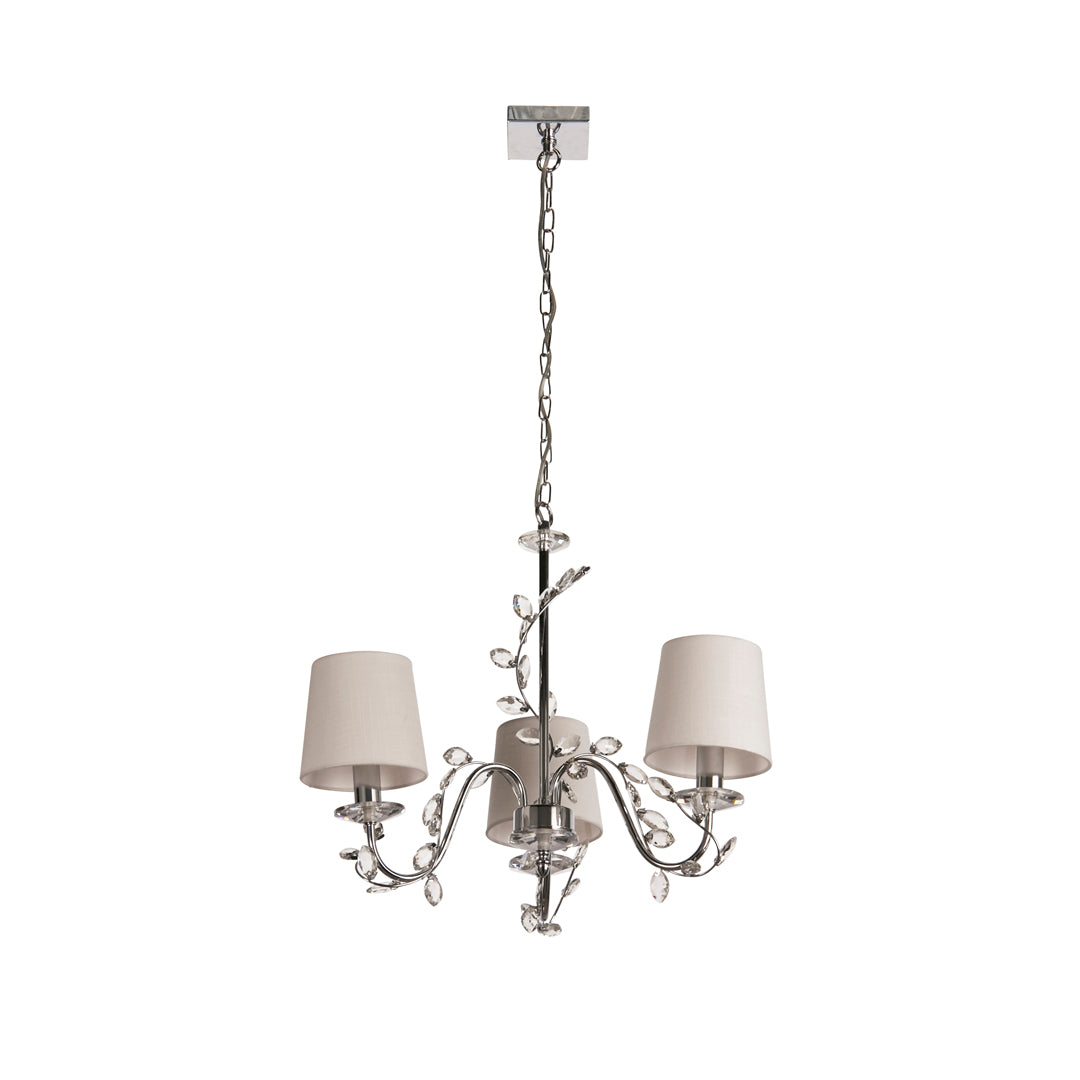 Rosie 3 Light Chrome & Clear Glass Trim Shaded Chandelier