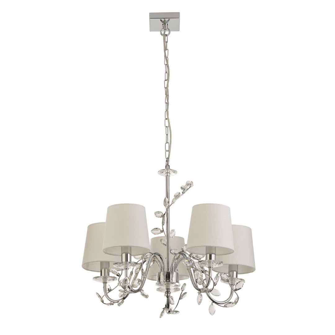 Rosie 5 Light Chrome & Clear Glass Trim Shaded Chandelier