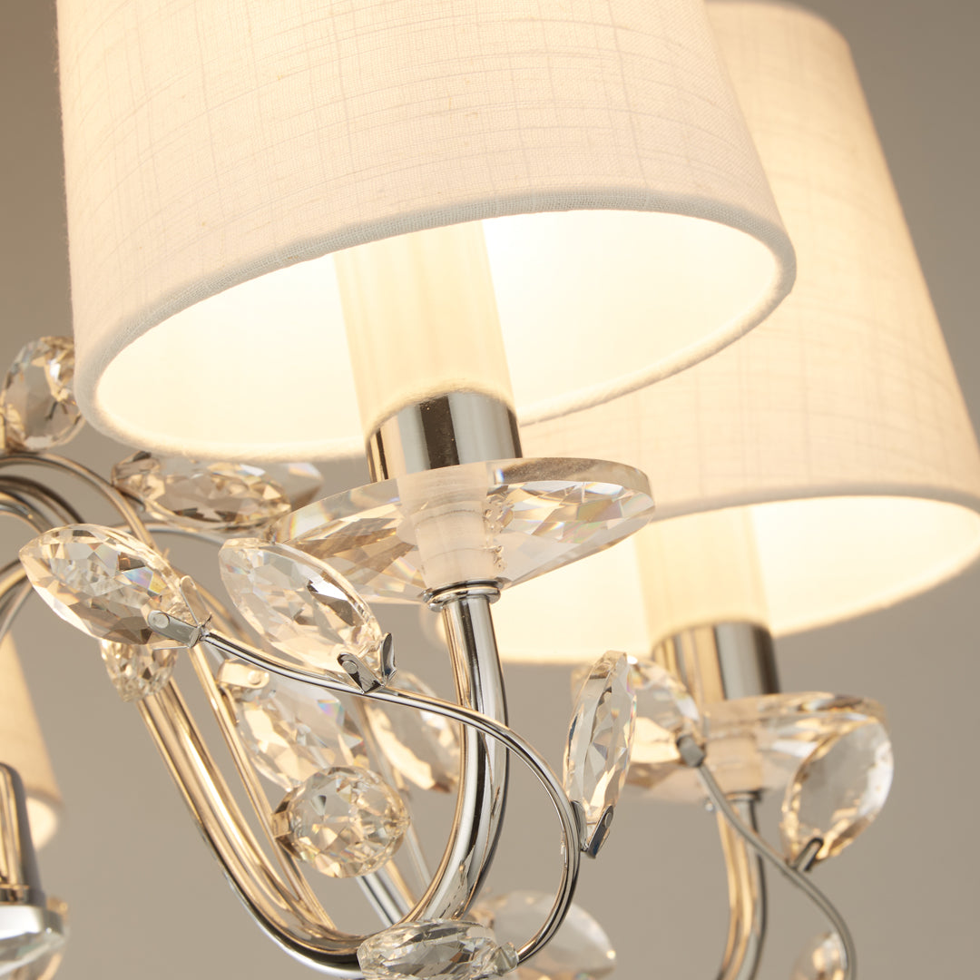Rosie 5 Light Chrome & Clear Glass Trim Shaded Chandelier