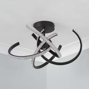 Wills Black LED Semi-Flush Ceiling Light