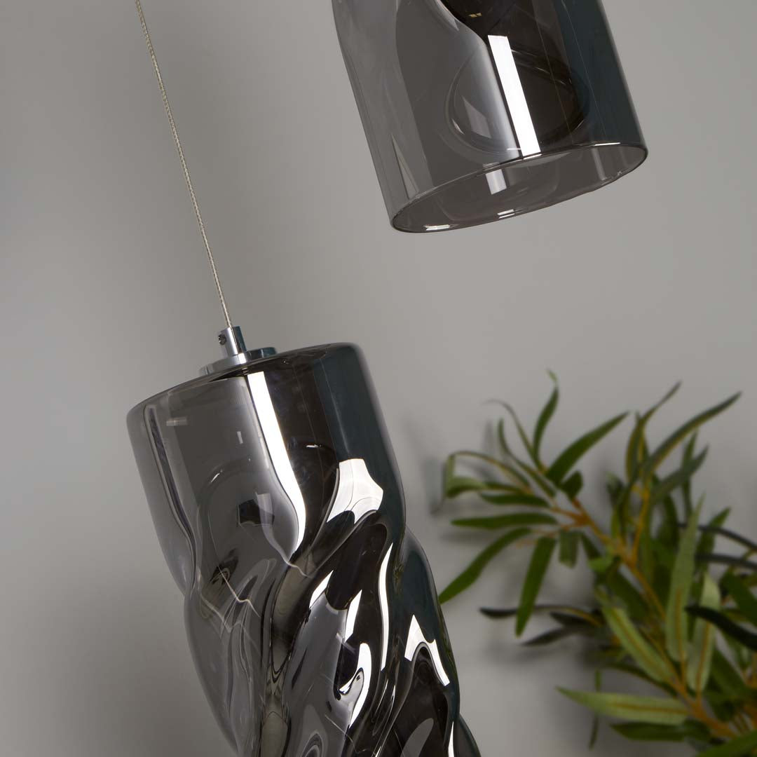 Demeter 3 Light Smoked Glass LED Cluster Pendant
