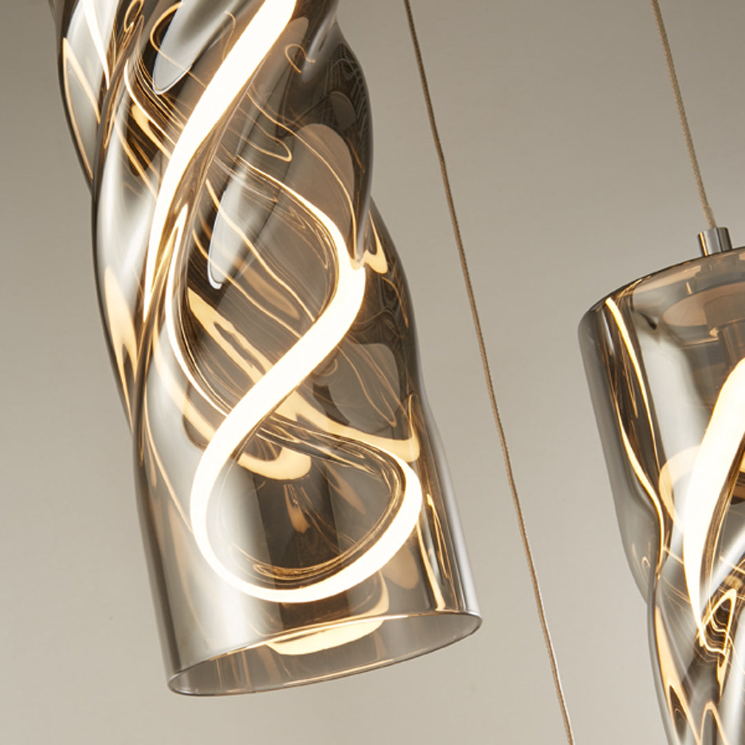 Demeter 3 Light Smoked Glass LED Cluster Pendant