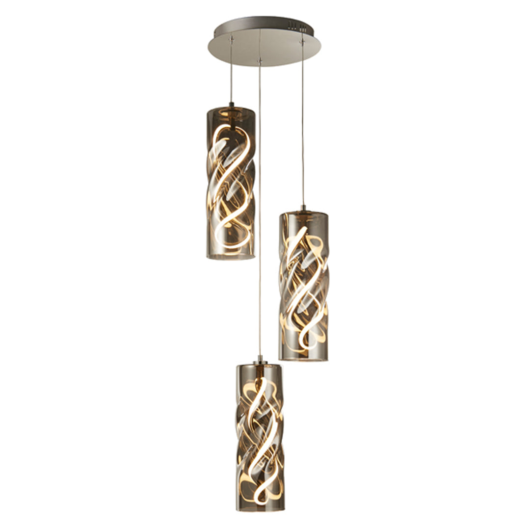 Demeter 3 Light Smoked Glass LED Cluster Pendant
