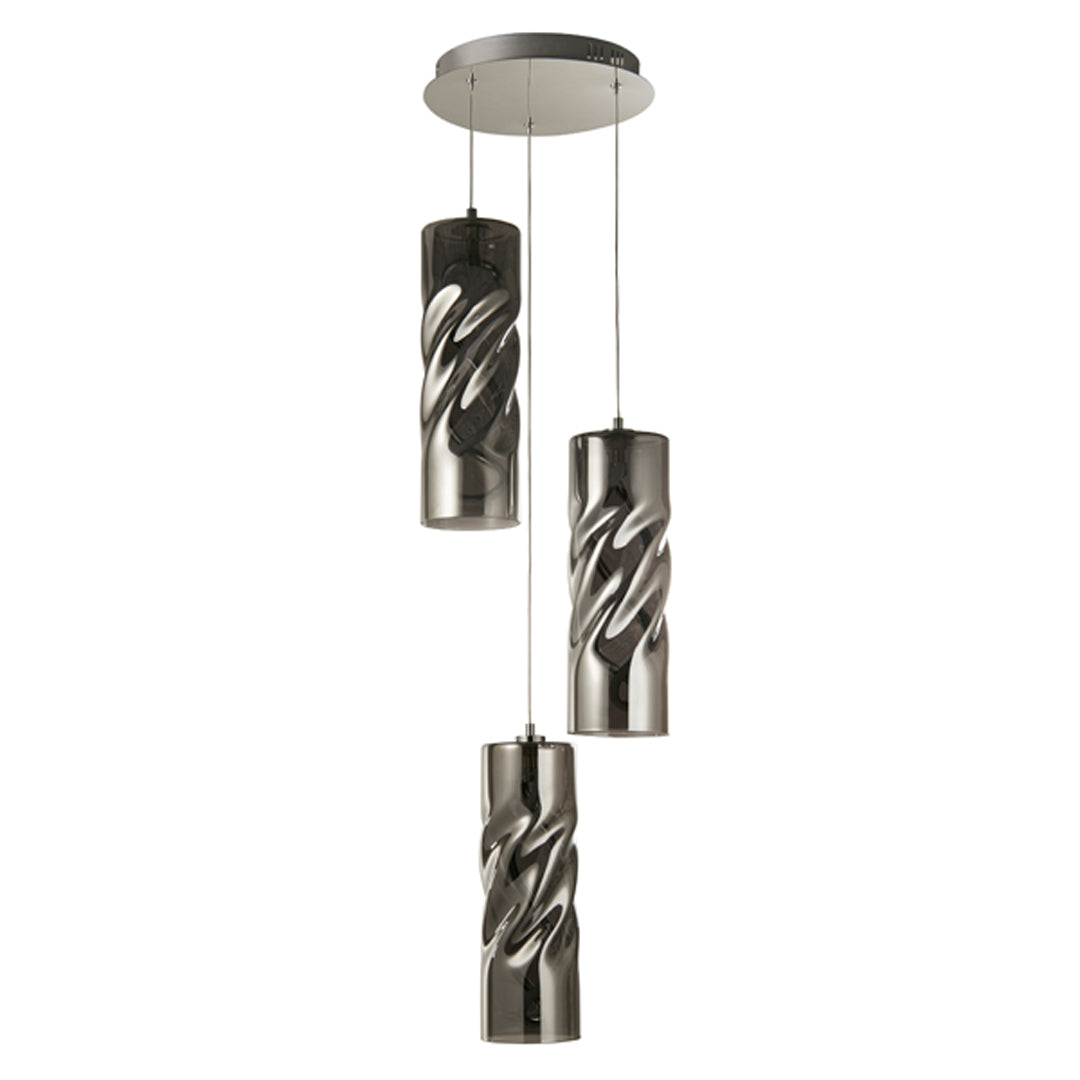 Demeter 3 Light Smoked Glass LED Cluster Pendant