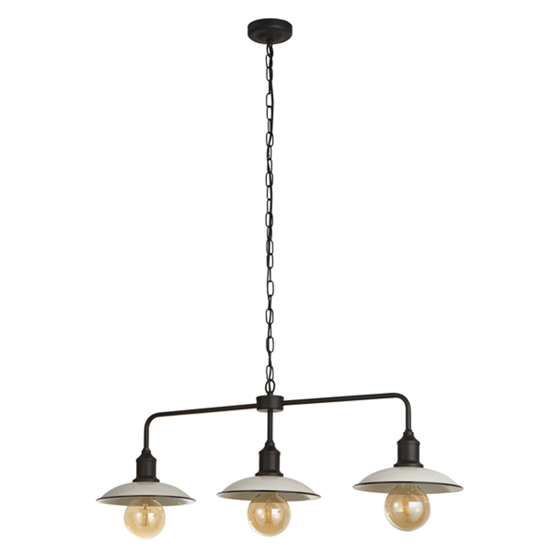 Kestle White Enamel Finish 3 Light Diner Bar Pendant