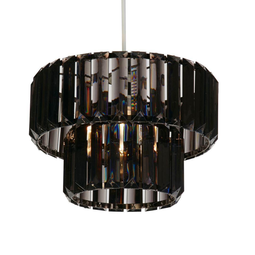 Lombard 2 Tiered Black Chrome Ceiling Pendant Shade