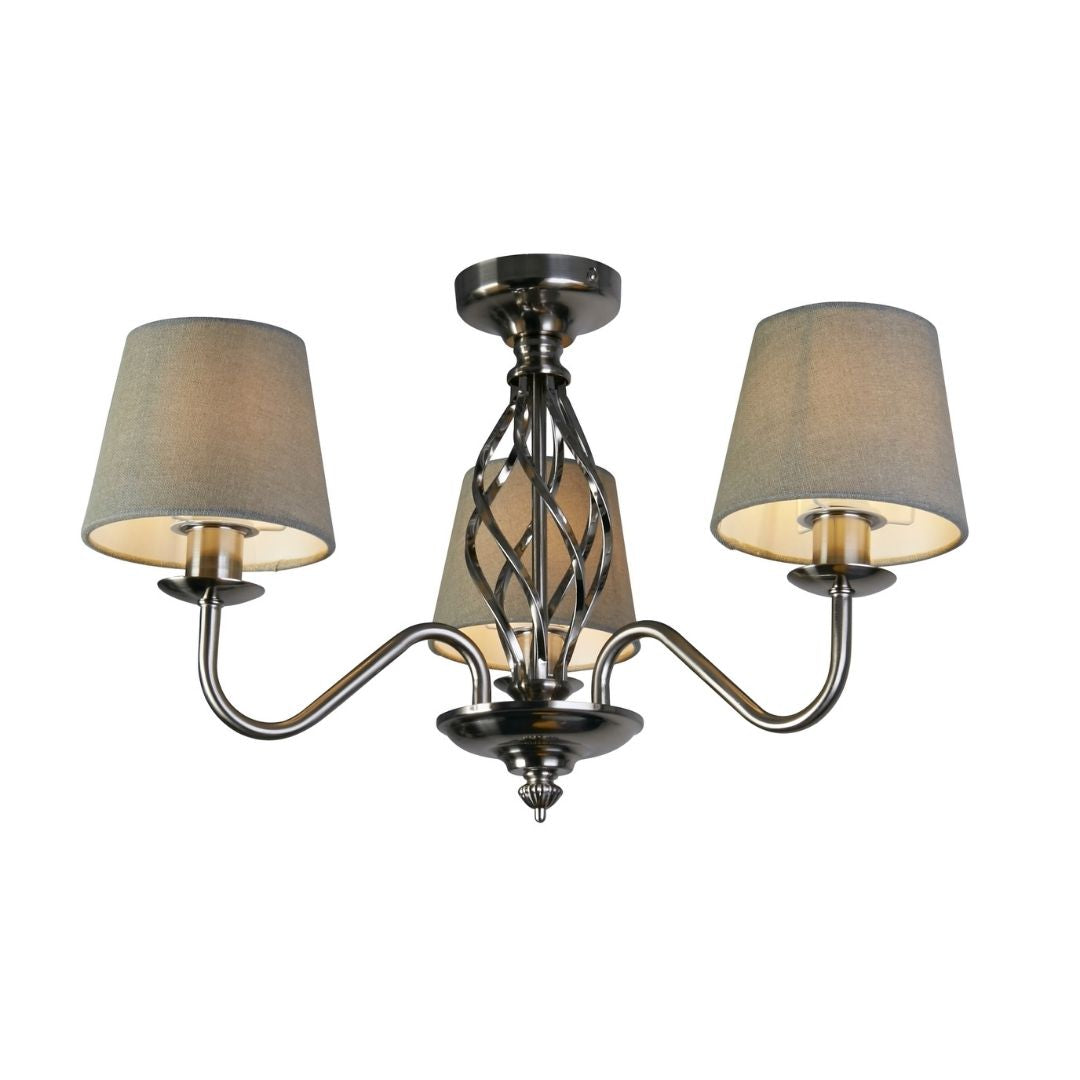 Manor 3 Light Polished Chrome Flush Ceiling Light