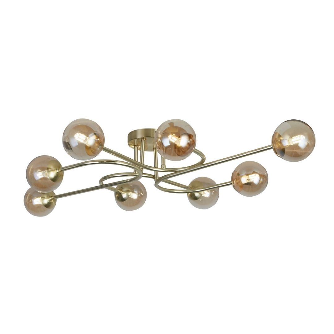 Hibben 8 Light Gold Flush Ceiling Light with Glass Shades