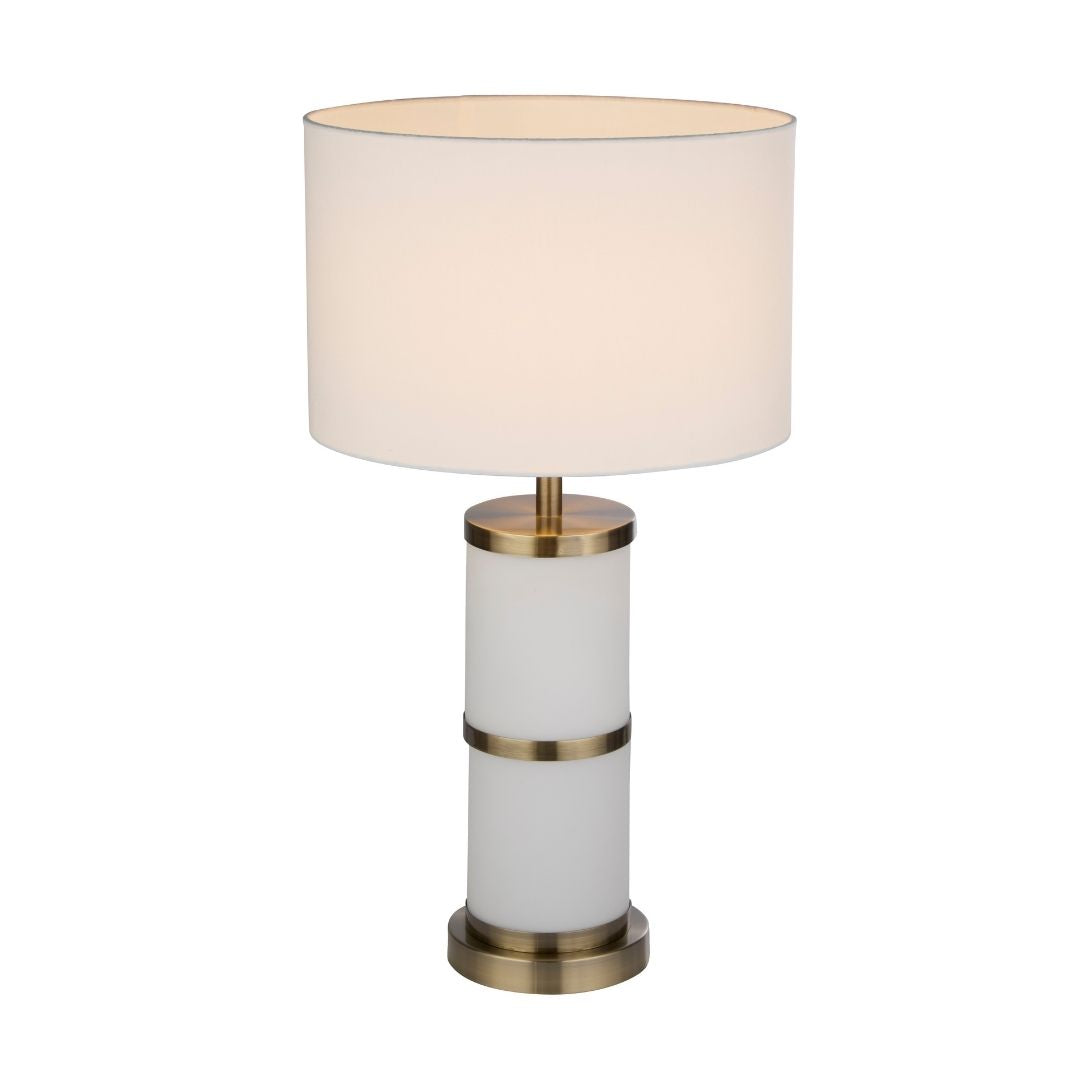 Manning Antique Brass & White Glass Table Lamp