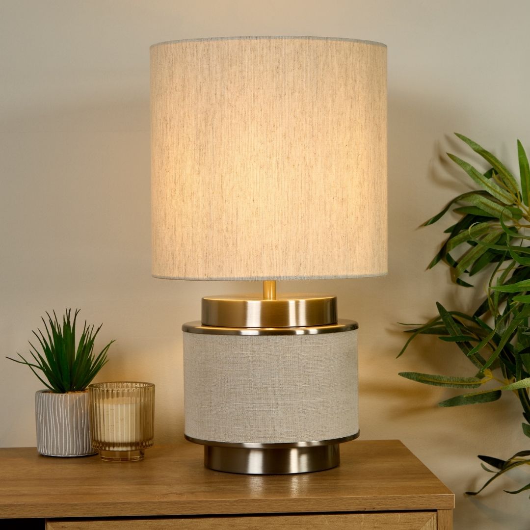 Marriot Natural Hessian and Satin Nickel Table Lamp