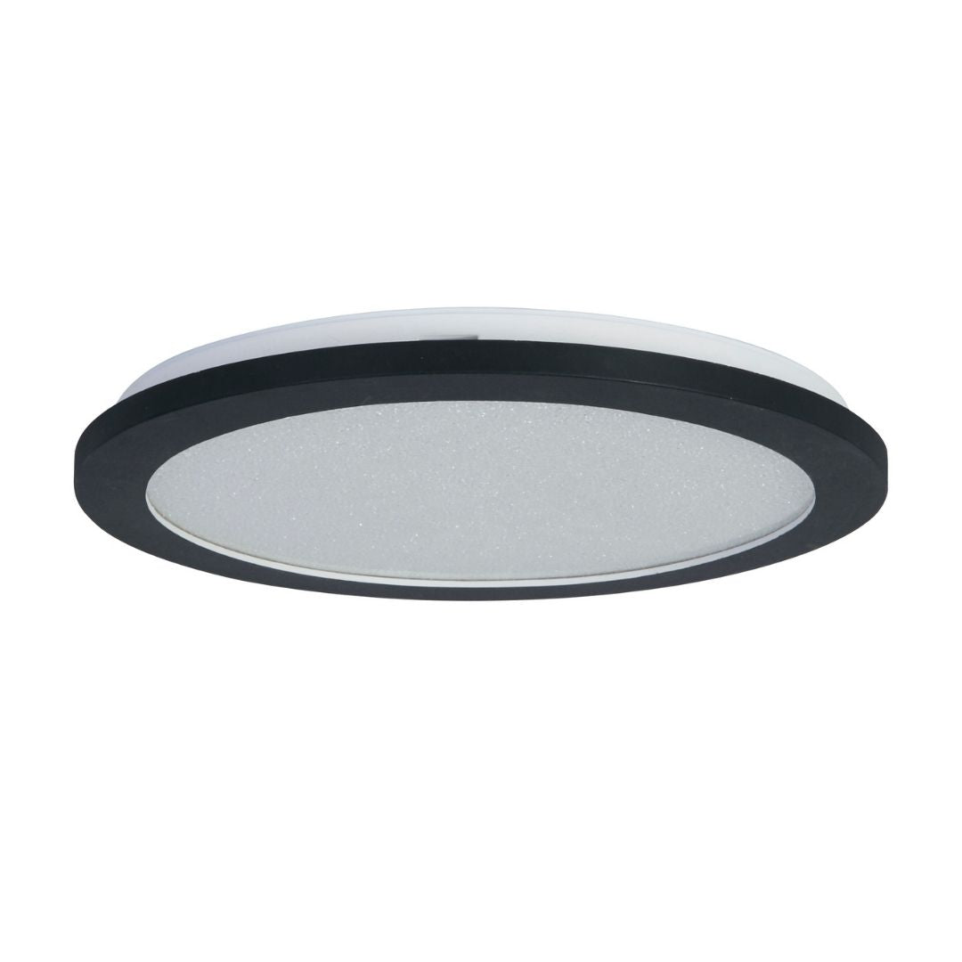 Addie Bathroom Black and Crystal LED Flush Ceiling Light