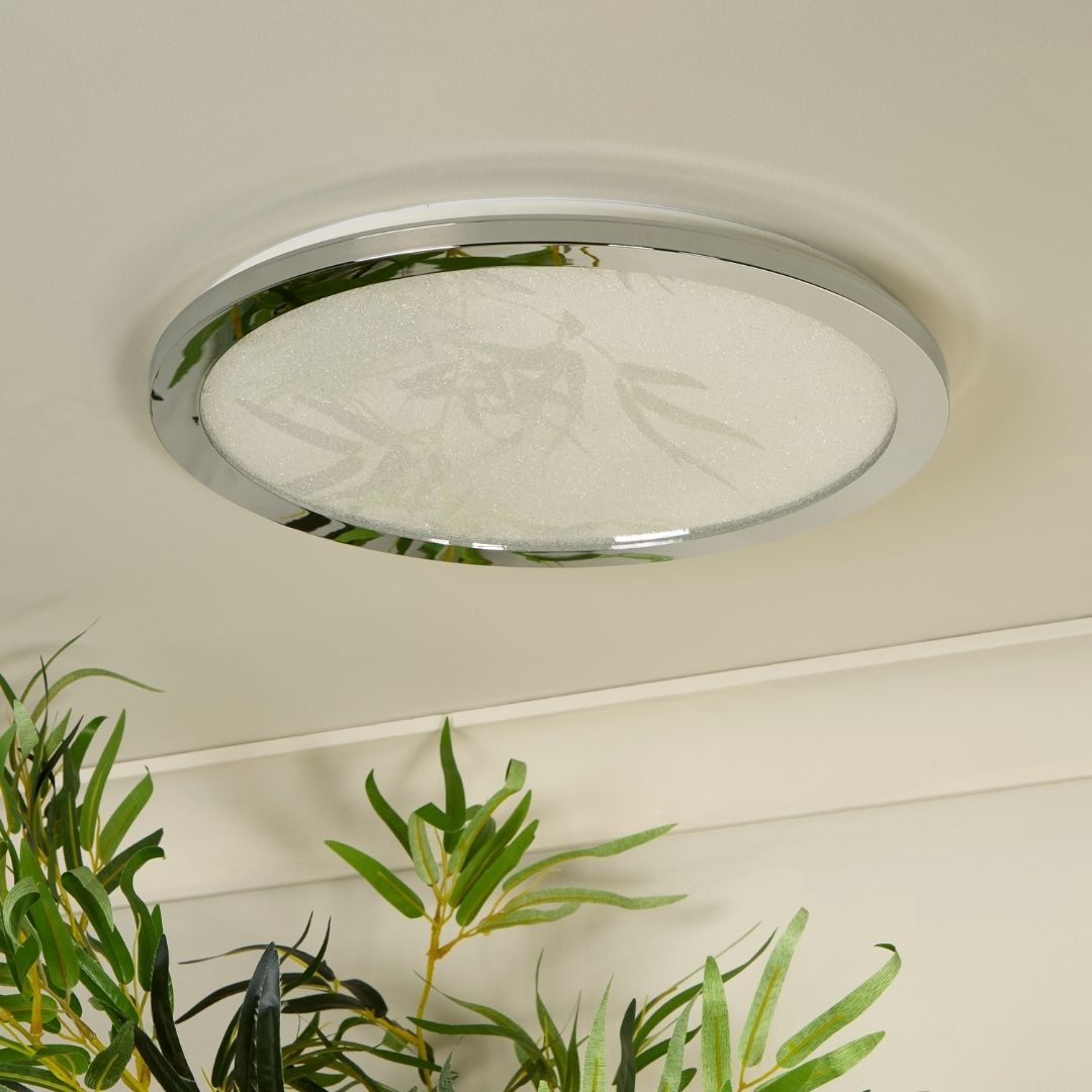 Addie Bathroom Chrome & Crystal LED Flush Ceiling Light