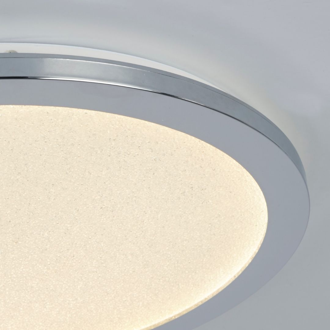 Addie Bathroom Chrome & Crystal LED Flush Ceiling Light