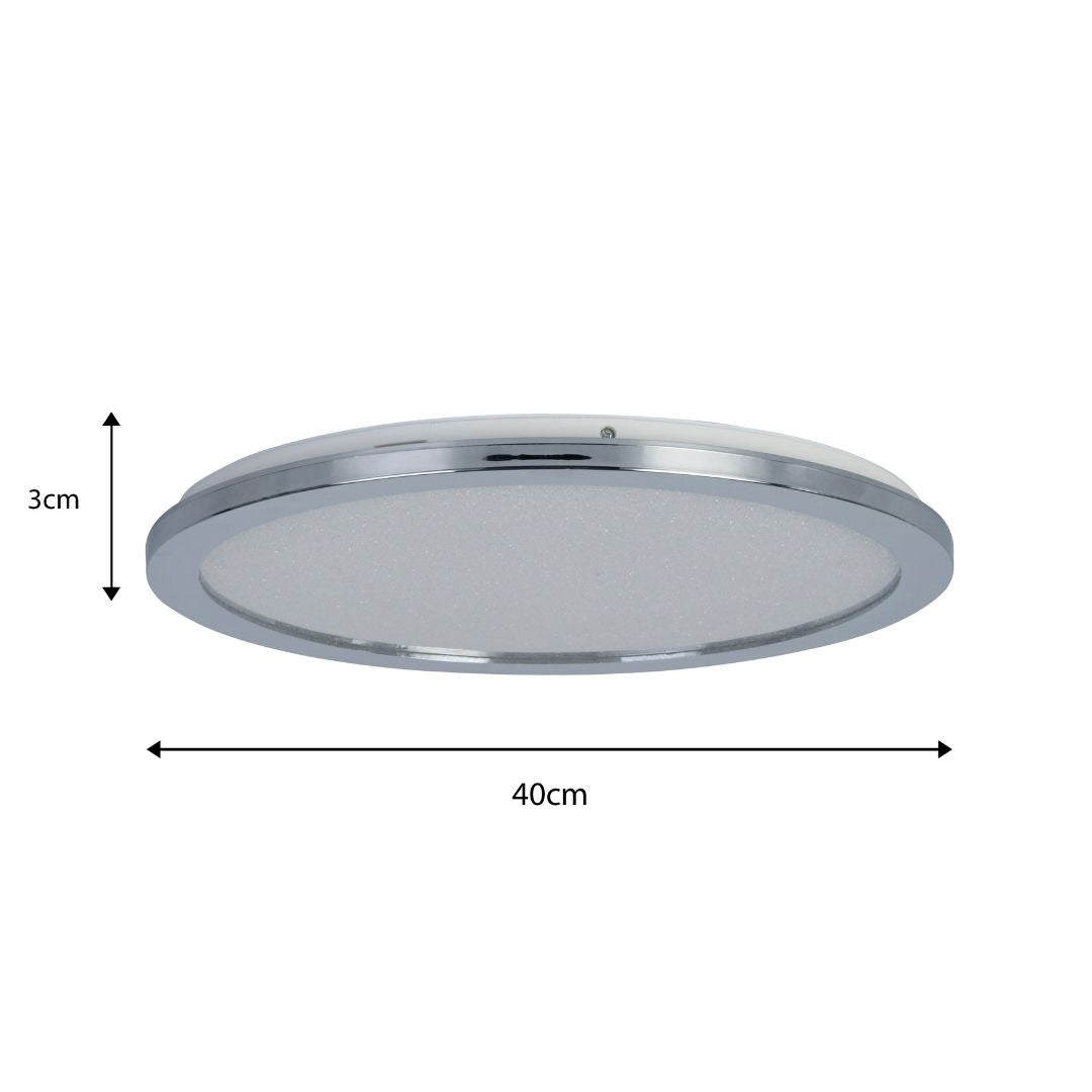 Addie Bathroom Chrome & Crystal LED Flush Ceiling Light