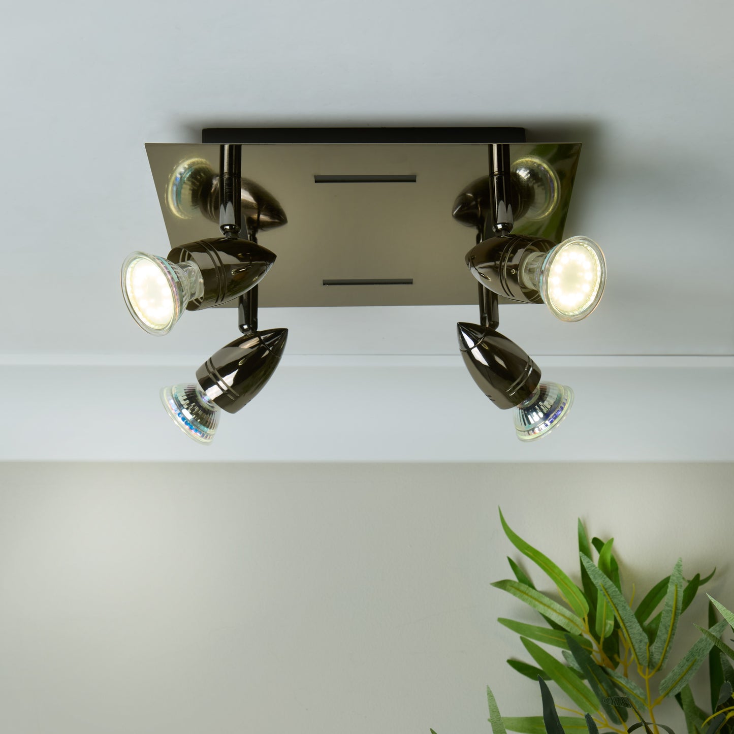 Clinton 4 Light Black Chrome Spotlight Ceiling Plate