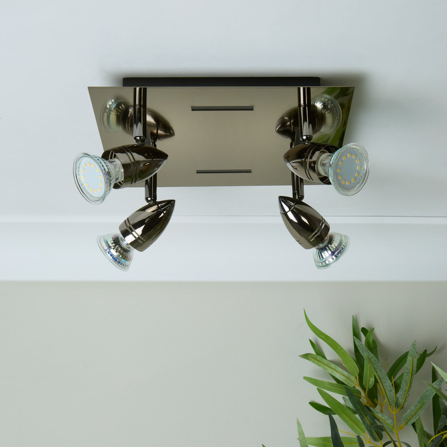 Clinton 4 Light Black Chrome Spotlight Ceiling Plate