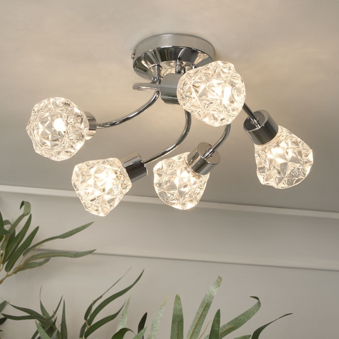Dodo 5 Light Polished Chrome Flush Ceiling Light