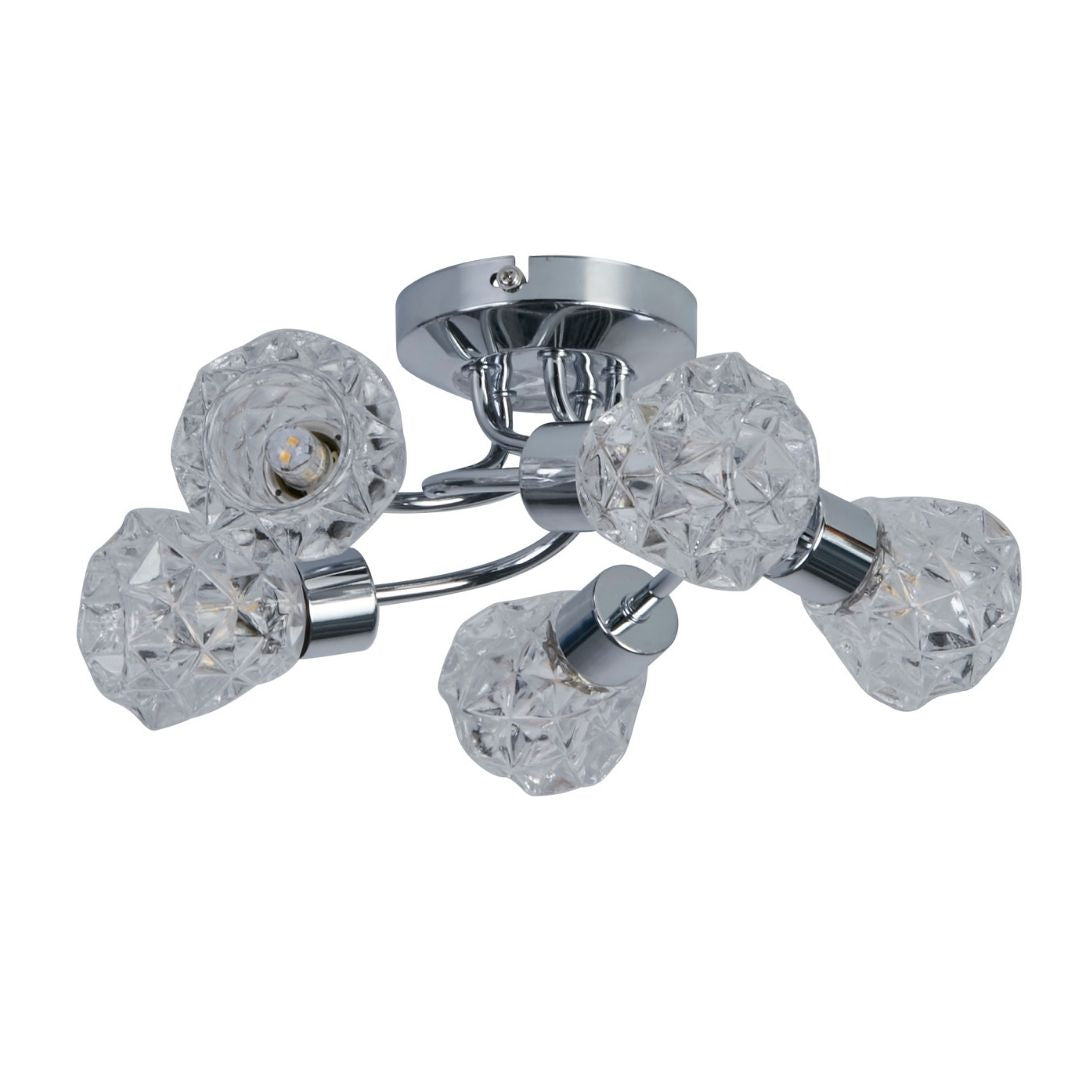 Dodo 5 Light Polished Chrome Flush Ceiling Light