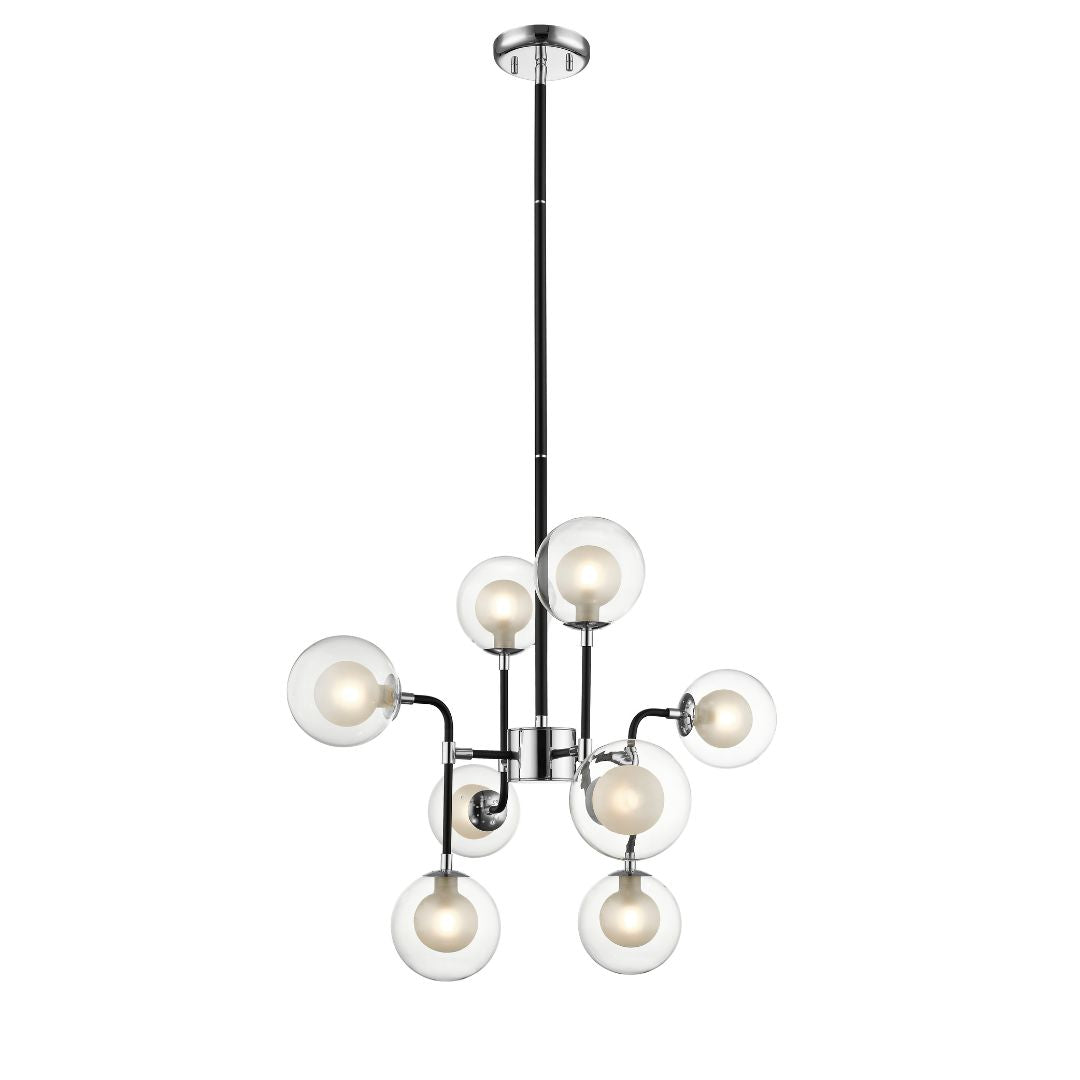 Milano 8 Light Black & Chrome Ceiling Light