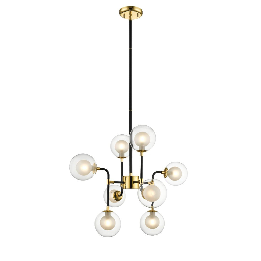 Milano 8 Light Black & Gold Ceiling Light