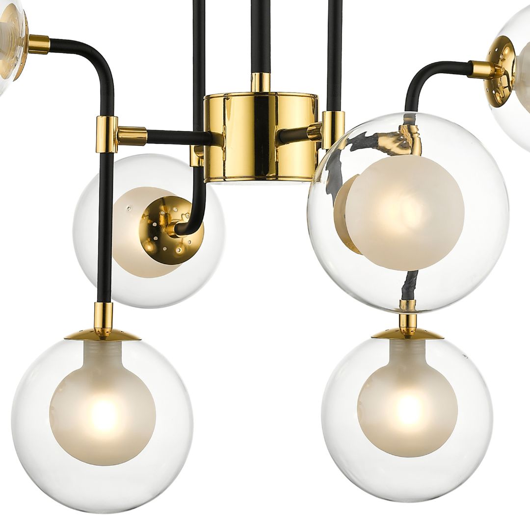 Milano 8 Light Black & Gold Ceiling Light