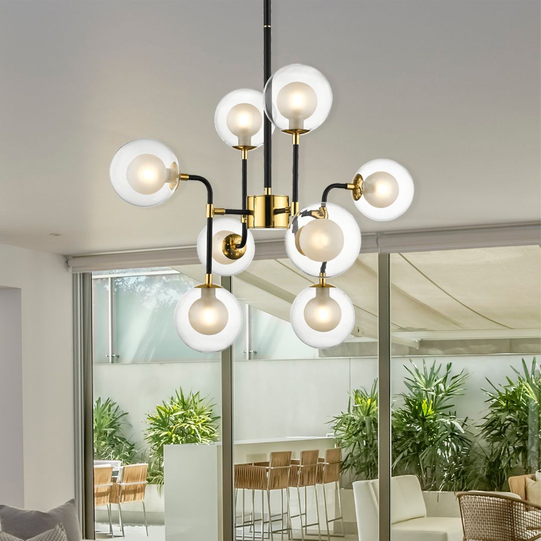 Milano 8 Light Black & Gold Ceiling Light