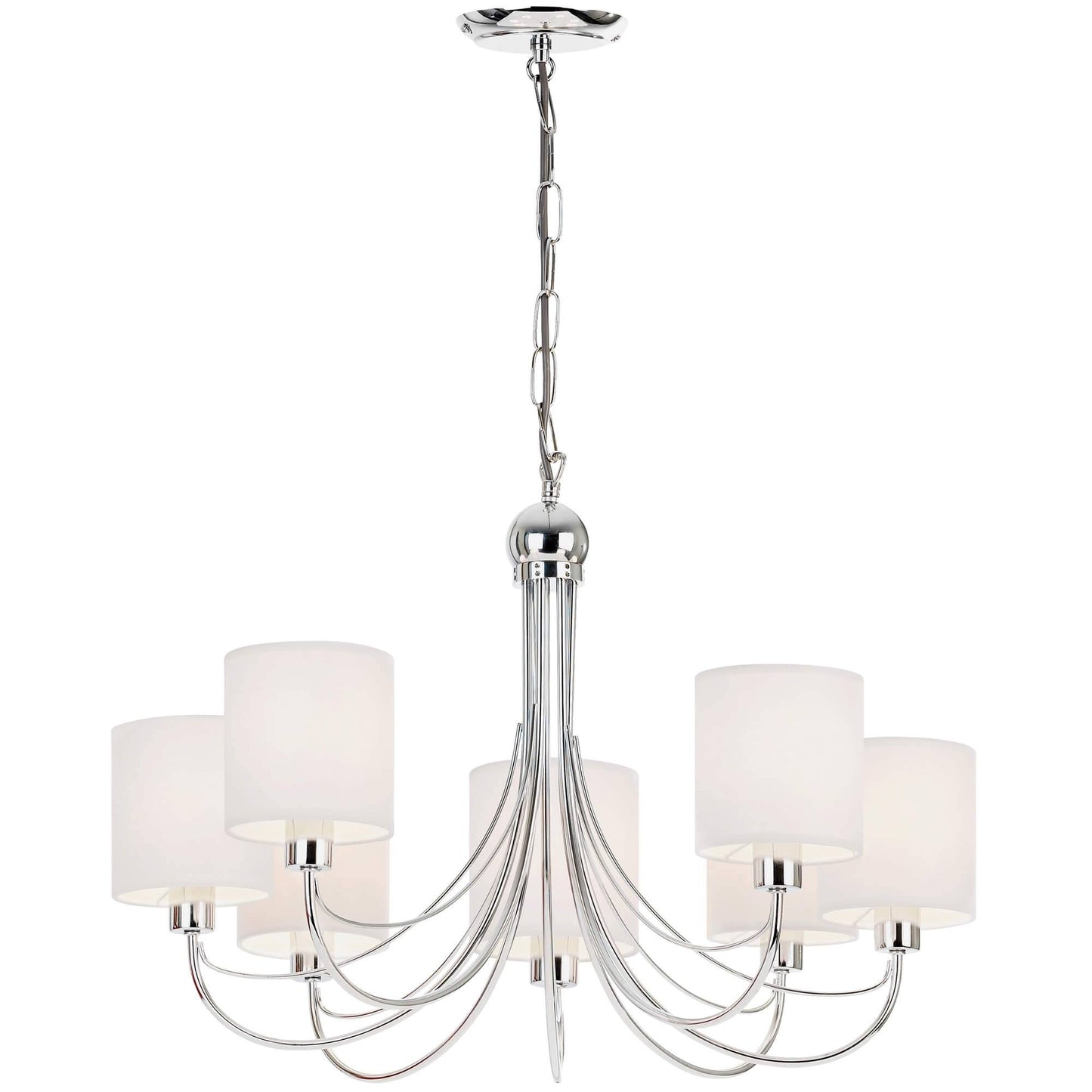 Phantom 7 Light Chrome & White Pendant Chandelier