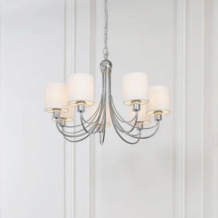 Phantom 7 Light Chrome & White Pendant Chandelier Ceiling Light