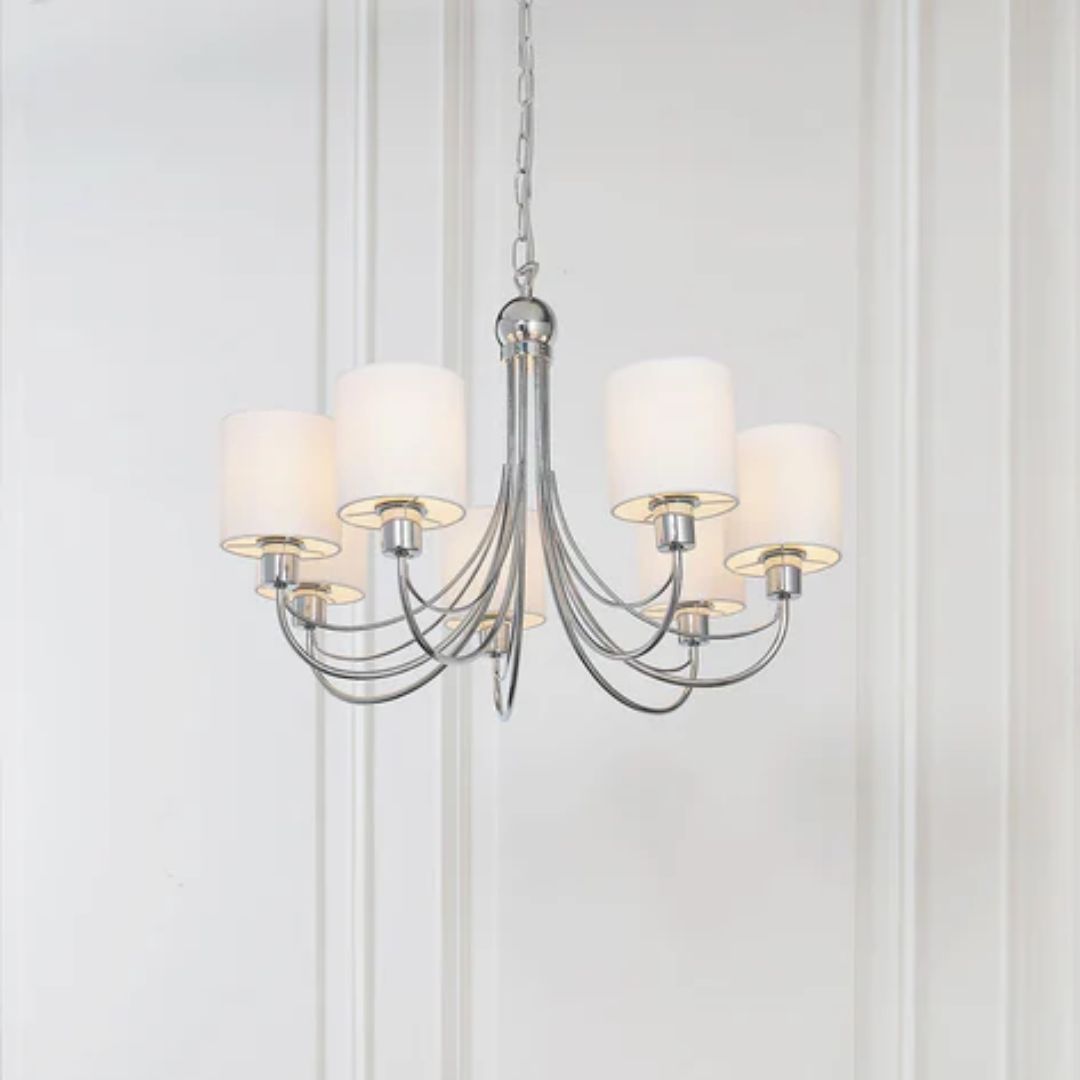 Phantom 7 Light Chrome & White Pendant Chandelier