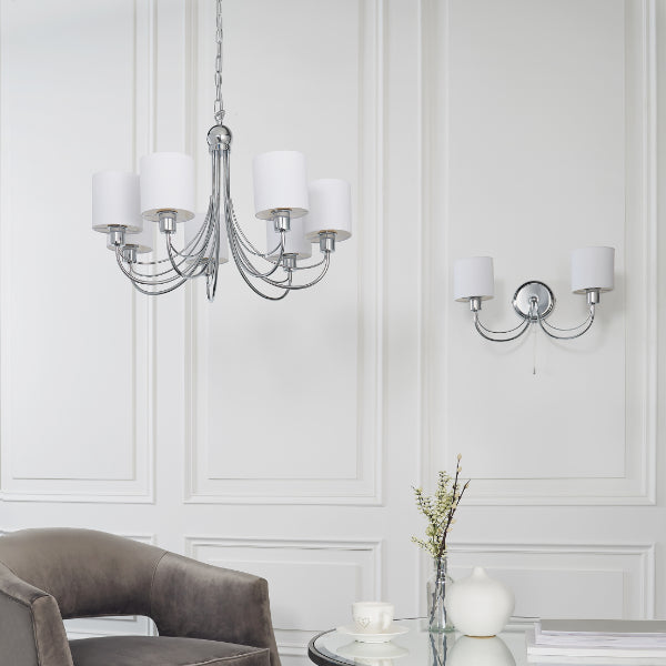 Phantom 7 Light Chrome & White Pendant Chandelier