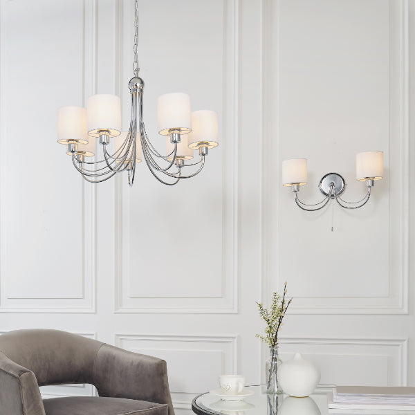 Phantom 7 Light Chrome & White Pendant Chandelier