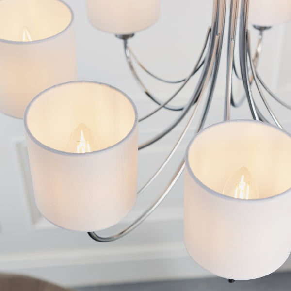 Phantom 7 Light Chrome & White Pendant Chandelier