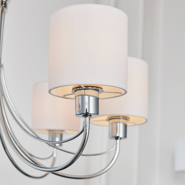 Phantom 7 Light Chrome & White Pendant Chandelier