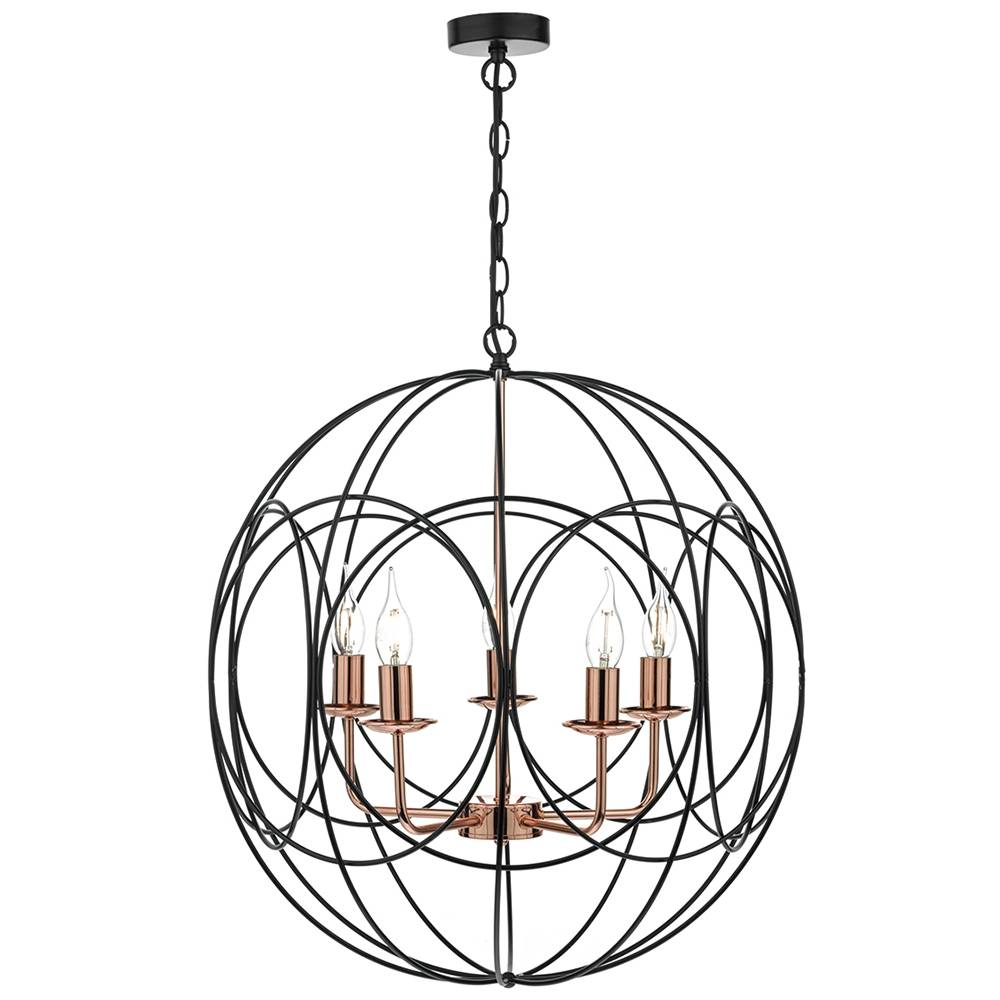 Phoenix 5 Light Ceiling Light Black/Copper