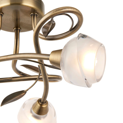 Maywood 3 Light Semi Flush Ceiling Light Antique Brass