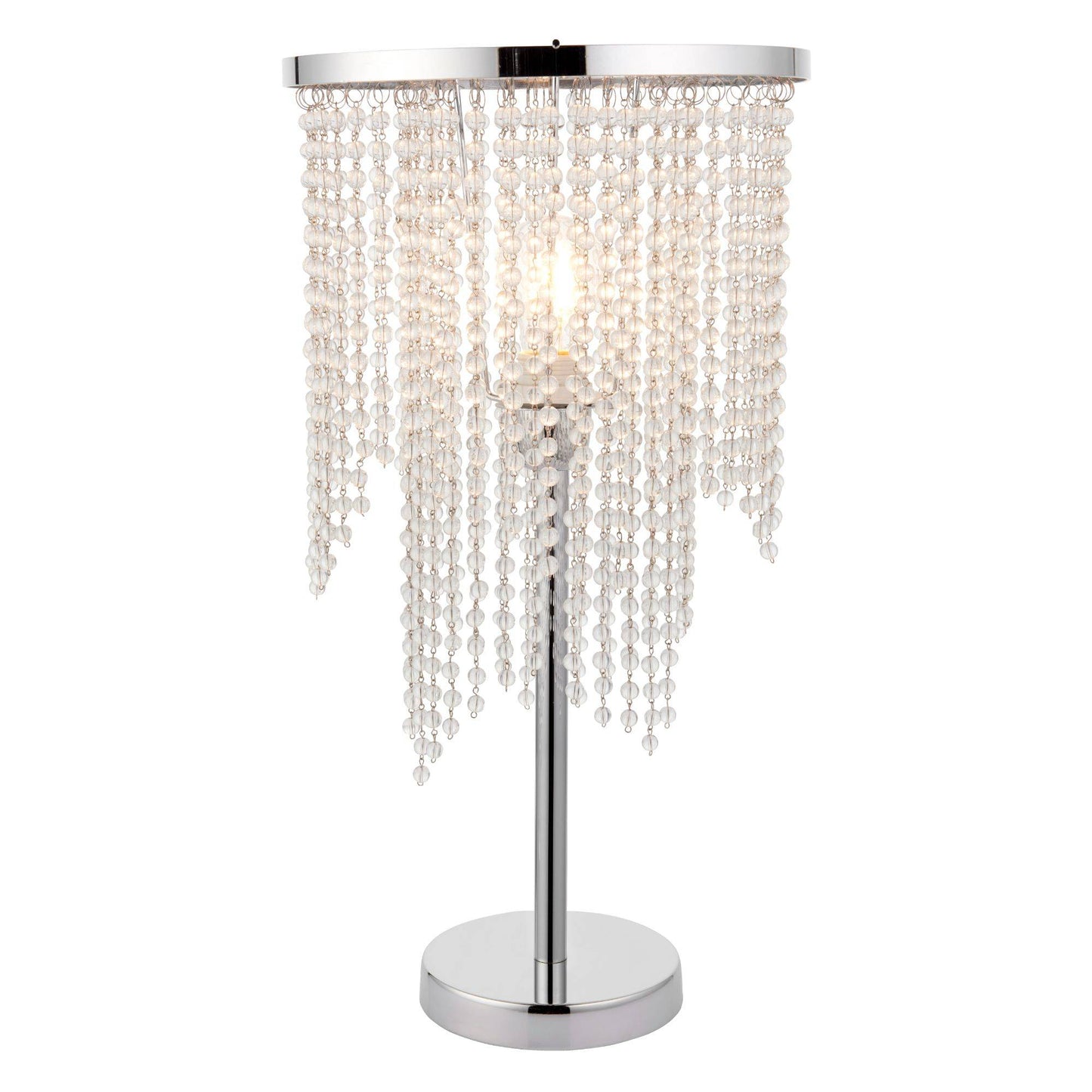 Rain Polished Chrome Table Lamp with Glass Droplets