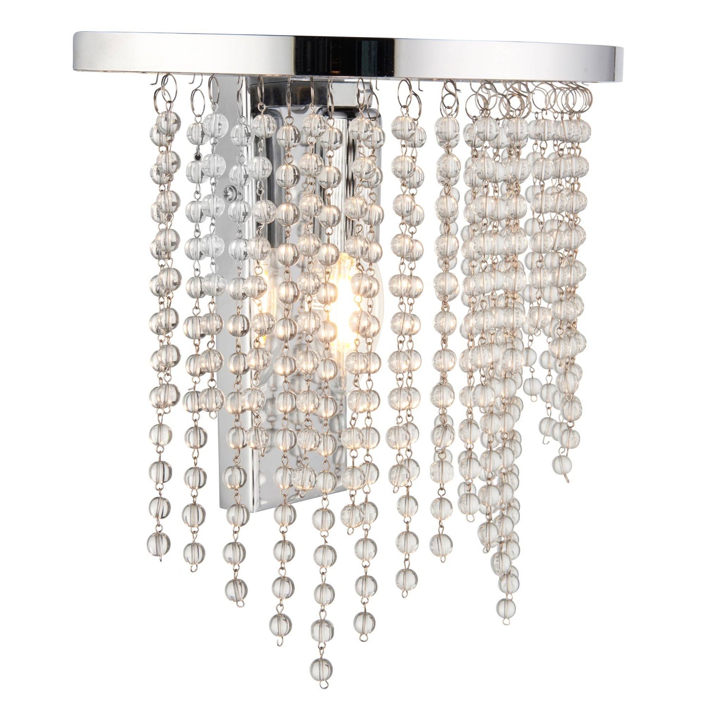 Rain Polished Chrome Wall Light with Crystal Droplets