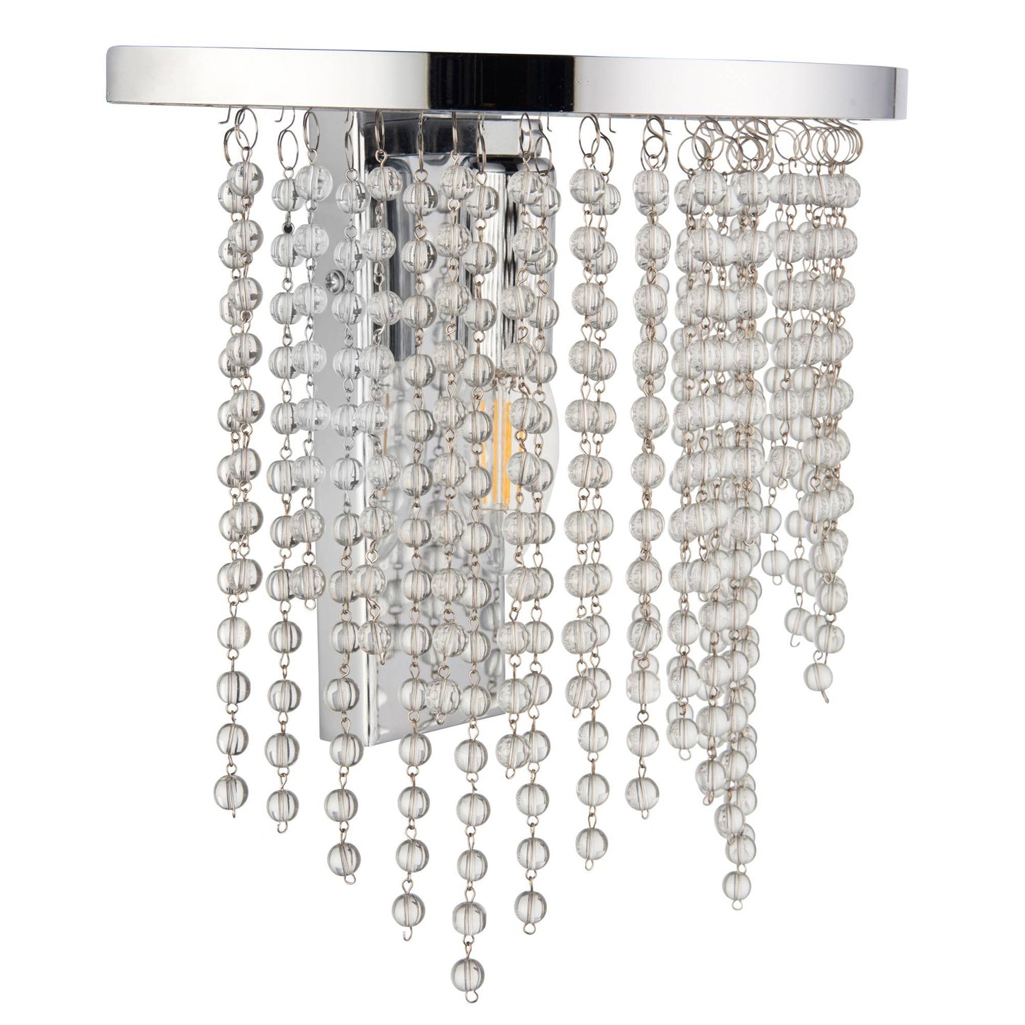 Rain Polished Chrome Wall Light with Crystal Droplets