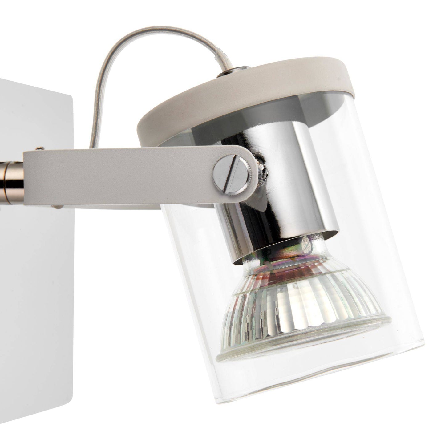 Errol 1 Light Polished Chrome and White Spotlight Ceiling Light with Glass Shade