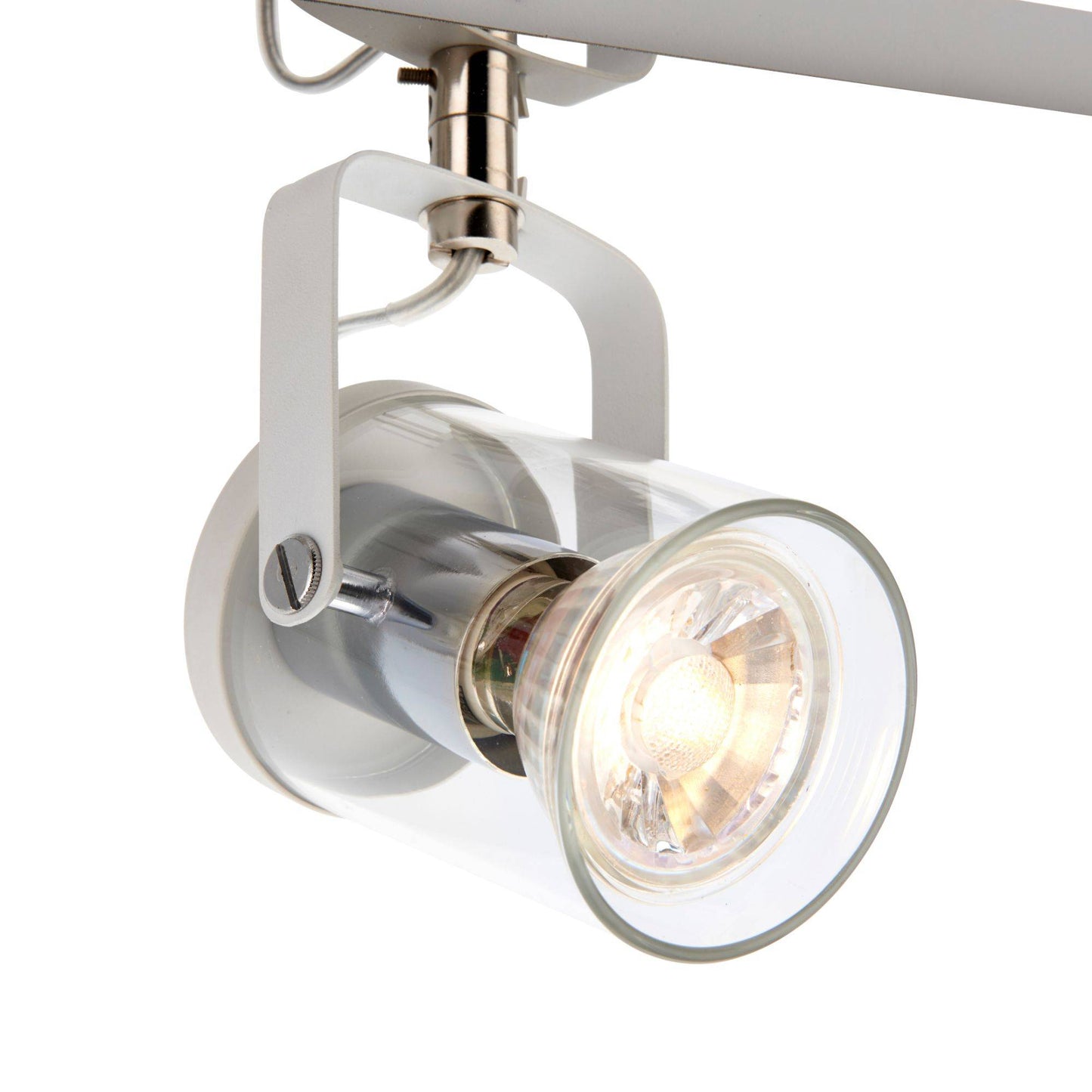 Errol 3 Light Polished Chrome and White Bar Spotlight Ceiling Light with Glass Shades