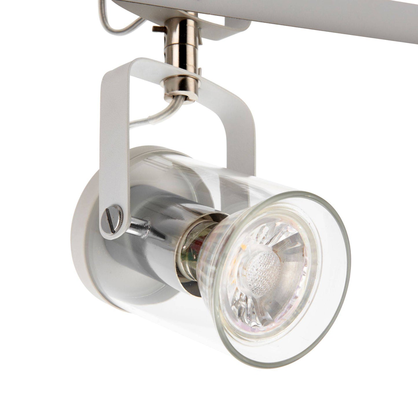 Errol 3 Light Polished Chrome and White Bar Spotlight Ceiling Light with Glass Shades